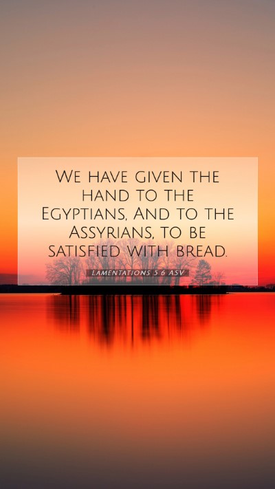 Picture 07 - Lamentations 5:6 ASV Mobile Phone Wallpaper - We have given the hand to the Egyptians, And to - Mobile Bible Verse Wallpaper