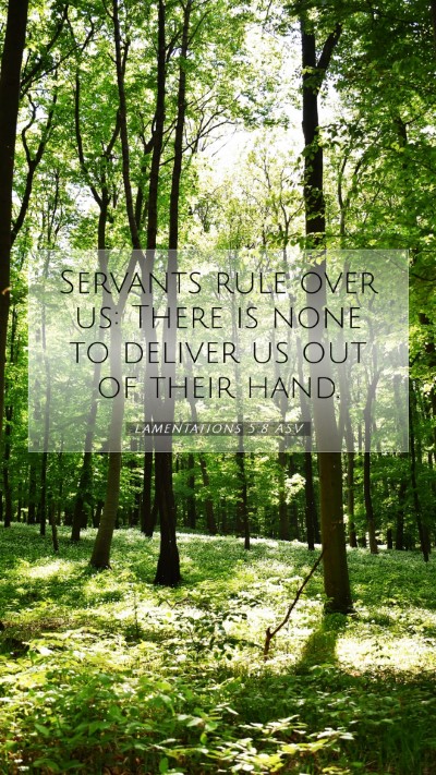 Picture 07 - Lamentations 5:8 ASV Mobile Phone Wallpaper - Servants rule over us: There is none to deliver - Mobile Bible Verse Wallpaper
