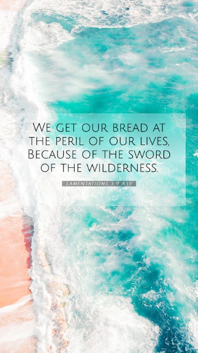 Picture 07 - Lamentations 5:9 ASV Mobile Phone Wallpaper - We get our bread at the peril of our lives, - Mobile Bible Verse Wallpaper