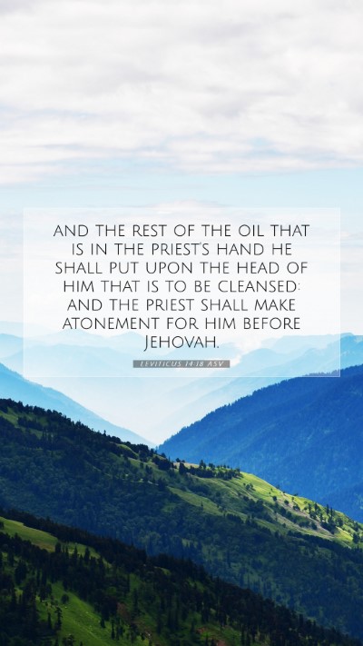 Picture 07 - Leviticus 14:18 ASV Mobile Phone Wallpaper - and the rest of the oil that is in the priest's - Mobile Bible Verse Wallpaper