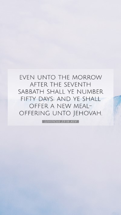 Picture 07 - Leviticus 23:16 ASV Mobile Phone Wallpaper - even unto the morrow after the seventh sabbath - Mobile Bible Verse Wallpaper