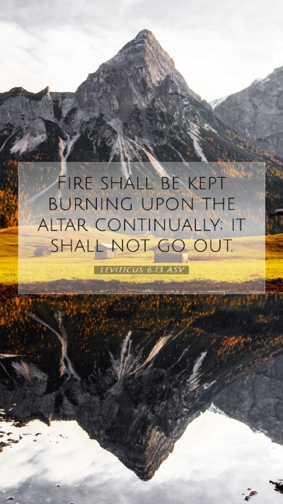 Picture 07 - Leviticus 6:13 ASV Mobile Phone Wallpaper - Fire shall be kept burning upon the altar - Mobile Bible Verse Wallpaper