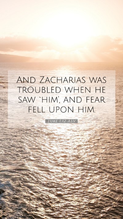 Picture 07 - Luke 1:12 ASV Mobile Phone Wallpaper - And Zacharias was troubled when he saw `him', and - Mobile Bible Verse Wallpaper