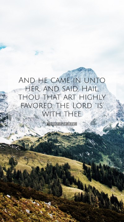 Picture 07 - Luke 1:28 ASV Mobile Phone Wallpaper - And he came in unto her, and said, Hail, thou - Mobile Bible Verse Wallpaper