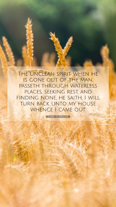 Picture 07 - Luke 11:24 ASV Mobile Phone Wallpaper - The unclean spirit when he is gone out of the - Mobile Bible Verse Wallpaper