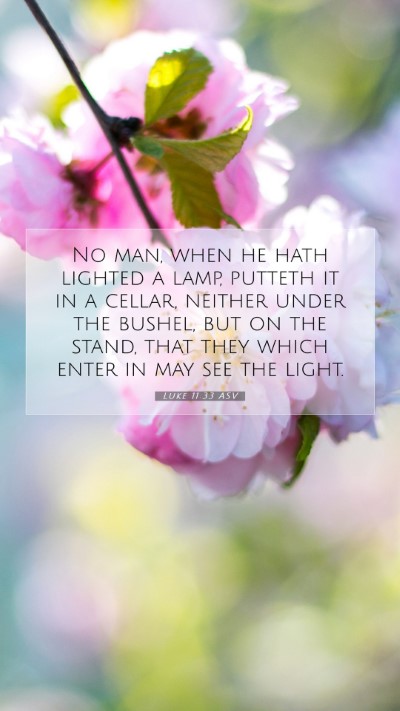 Picture 07 - Luke 11:33 ASV Mobile Phone Wallpaper - No man, when he hath lighted a lamp, putteth it - Mobile Bible Verse Wallpaper