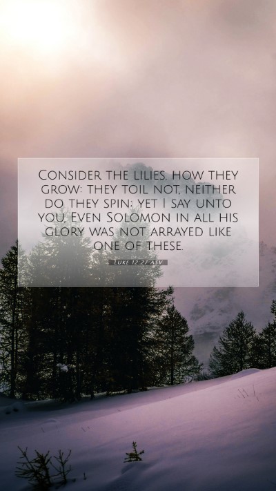Picture 07 - Luke 12:27 ASV Mobile Phone Wallpaper - Consider the lilies, how they grow: they toil - Mobile Bible Verse Wallpaper