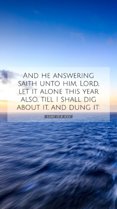 Picture 07 - Luke 13:8 ASV Mobile Phone Wallpaper - And he answering saith unto him, Lord, let it - Mobile Bible Verse Wallpaper