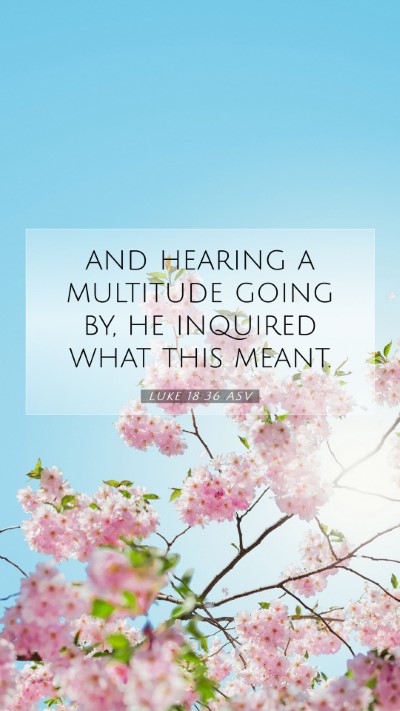 Picture 07 - Luke 18:36 ASV Mobile Phone Wallpaper - and hearing a multitude going by, he inquired - Mobile Bible Verse Wallpaper