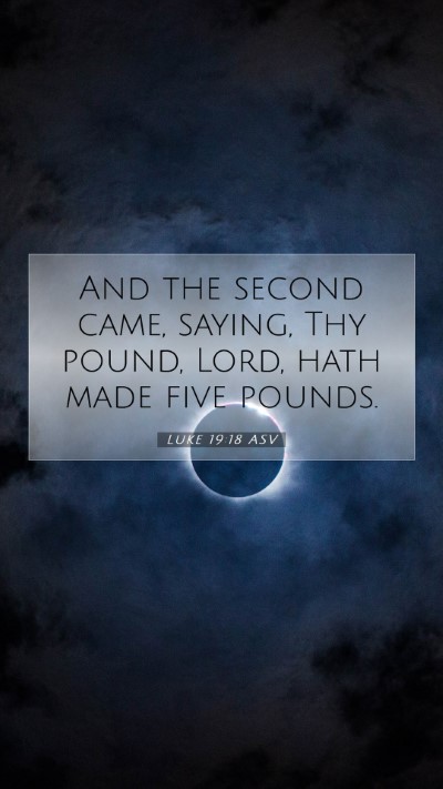Picture 07 - Luke 19:18 ASV Mobile Phone Wallpaper - And the second came, saying, Thy pound, Lord, - Mobile Bible Verse Wallpaper