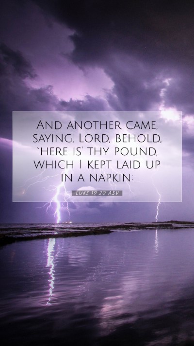 Picture 07 - Luke 19:20 ASV Mobile Phone Wallpaper - And another came, saying, Lord, behold, `here is' - Mobile Bible Verse Wallpaper