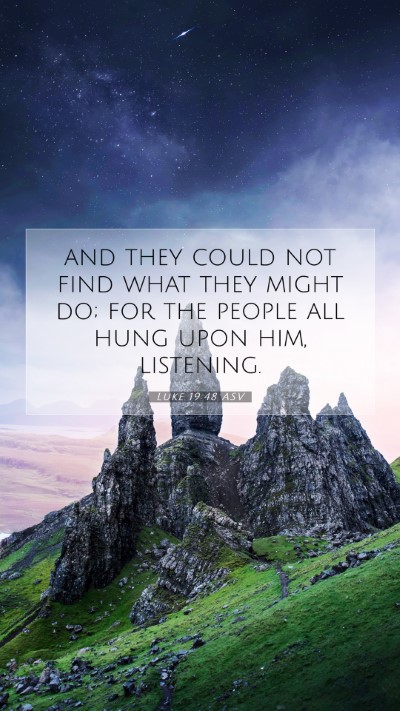 Picture 07 - Luke 19:48 ASV Mobile Phone Wallpaper - and they could not find what they might do; for - Mobile Bible Verse Wallpaper