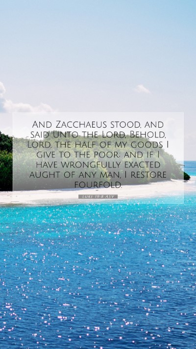 Picture 07 - Luke 19:8 ASV Mobile Phone Wallpaper - And Zacchaeus stood, and said unto the Lord, - Mobile Bible Verse Wallpaper
