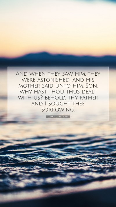 Picture 07 - Luke 2:48 ASV Mobile Phone Wallpaper - And when they saw him, they were astonished; and - Mobile Bible Verse Wallpaper