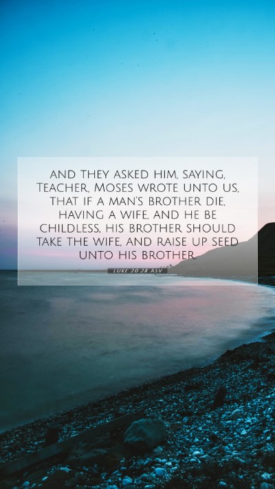 Picture 07 - Luke 20:28 ASV Mobile Phone Wallpaper - and they asked him, saying, Teacher, Moses wrote - Mobile Bible Verse Wallpaper