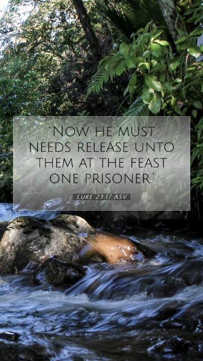 Picture 07 - Luke 23:17 ASV Mobile Phone Wallpaper - `Now he must needs release unto them at the feast - Mobile Bible Verse Wallpaper