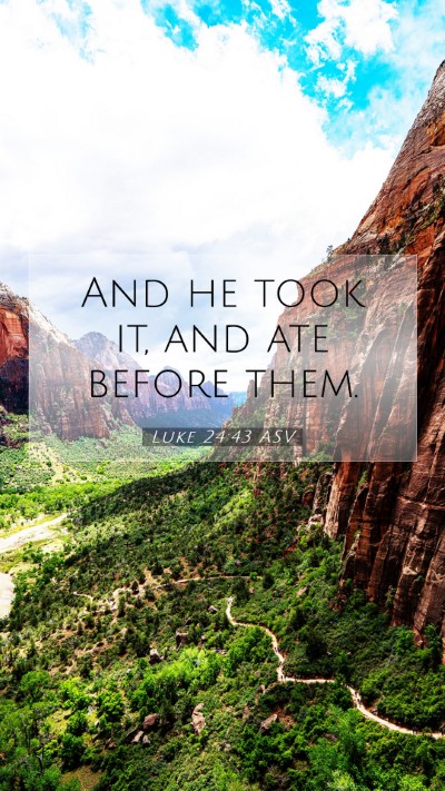Picture 07 - Luke 24:43 ASV Mobile Phone Wallpaper - And he took it, and ate before - Mobile Bible Verse Wallpaper