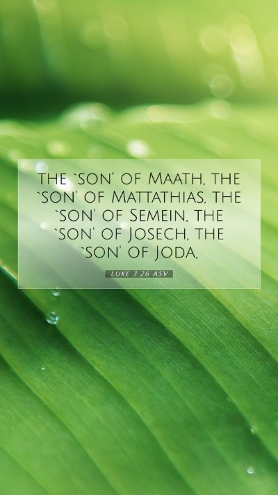 Picture 07 - Luke 3:26 ASV Mobile Phone Wallpaper - the `son' of Maath, the `son' of Mattathias, the - Mobile Bible Verse Wallpaper
