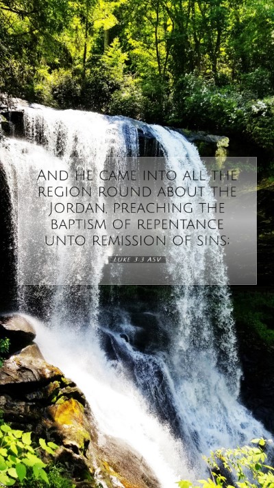 Picture 07 - Luke 3:3 ASV Mobile Phone Wallpaper - And he came into all the region round about the - Mobile Bible Verse Wallpaper