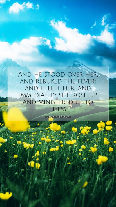 Picture 07 - Luke 4:39 ASV Mobile Phone Wallpaper - And he stood over her, and rebuked the fever; and - Mobile Bible Verse Wallpaper