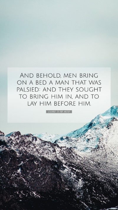 Picture 07 - Luke 5:18 ASV Mobile Phone Wallpaper - And behold, men bring on a bed a man that was - Mobile Bible Verse Wallpaper