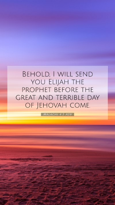 Picture 07 - Malachi 4:5 ASV Mobile Phone Wallpaper - Behold, I will send you Elijah the prophet before - Mobile Bible Verse Wallpaper