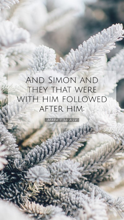 Picture 07 - Mark 1:36 ASV Mobile Phone Wallpaper - And Simon and they that were with him followed - Mobile Bible Verse Wallpaper