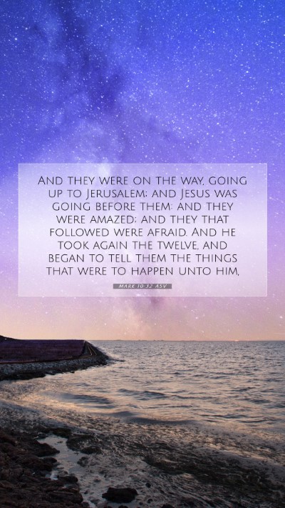 Picture 07 - Mark 10:32 ASV Mobile Phone Wallpaper - And they were on the way, going up to Jerusalem; - Mobile Bible Verse Wallpaper