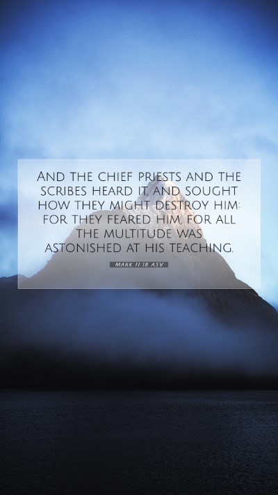 Picture 07 - Mark 11:18 ASV Mobile Phone Wallpaper - And the chief priests and the scribes heard it, - Mobile Bible Verse Wallpaper