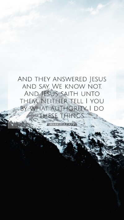 Picture 07 - Mark 11:33 ASV Mobile Phone Wallpaper - And they answered Jesus and say, We know not. And - Mobile Bible Verse Wallpaper