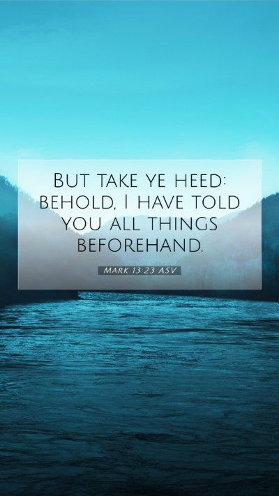 Picture 07 - Mark 13:23 ASV Mobile Phone Wallpaper - But take ye heed: behold, I have told you all - Mobile Bible Verse Wallpaper