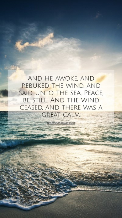 Picture 07 - Mark 4:39 ASV Mobile Phone Wallpaper - And he awoke, and rebuked the wind, and said unto - Mobile Bible Verse Wallpaper