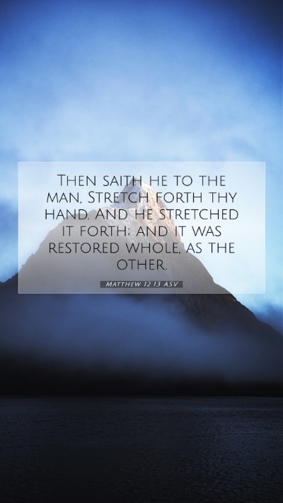 Picture 07 - Matthew 12:13 ASV Mobile Phone Wallpaper - Then saith he to the man, Stretch forth thy hand. - Mobile Bible Verse Wallpaper