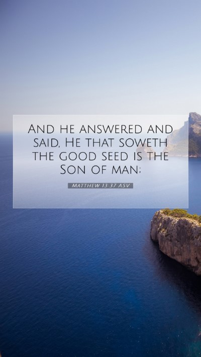 Picture 07 - Matthew 13:37 ASV Mobile Phone Wallpaper - And he answered and said, He that soweth the good - Mobile Bible Verse Wallpaper