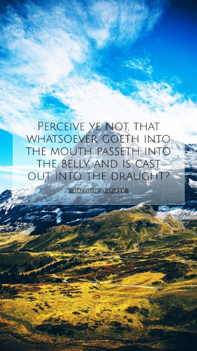 Picture 07 - Matthew 15:17 ASV Mobile Phone Wallpaper - Perceive ye not, that whatsoever goeth into the - Mobile Bible Verse Wallpaper
