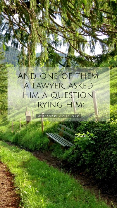Picture 07 - Matthew 22:35 ASV Mobile Phone Wallpaper - And one of them, a lawyer, asked him a question, - Mobile Bible Verse Wallpaper
