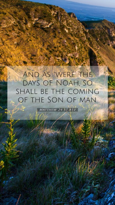 Picture 07 - Matthew 24:37 ASV Mobile Phone Wallpaper - And as `were' the days of Noah, so shall be the - Mobile Bible Verse Wallpaper