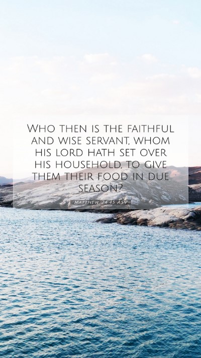 Picture 07 - Matthew 24:45 ASV Mobile Phone Wallpaper - Who then is the faithful and wise servant, whom - Mobile Bible Verse Wallpaper