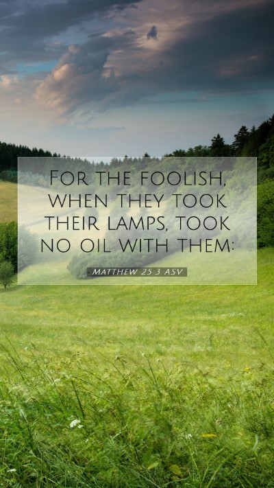 Picture 07 - Matthew 25:3 ASV Mobile Phone Wallpaper - For the foolish, when they took their lamps, took - Mobile Bible Verse Wallpaper