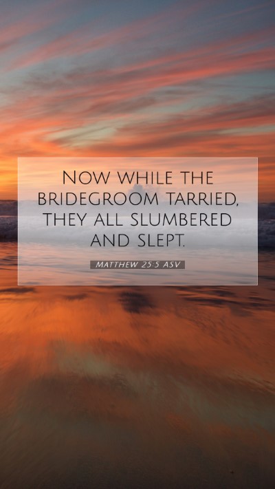 Picture 07 - Matthew 25:5 ASV Mobile Phone Wallpaper - Now while the bridegroom tarried, they all - Mobile Bible Verse Wallpaper