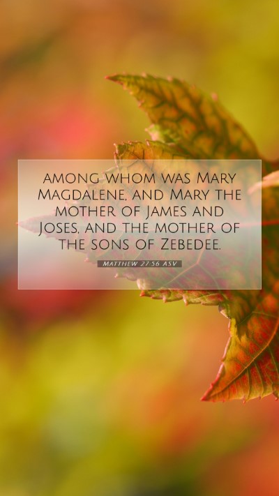 Picture 07 - Matthew 27:56 ASV Mobile Phone Wallpaper - among whom was Mary Magdalene, and Mary the - Mobile Bible Verse Wallpaper