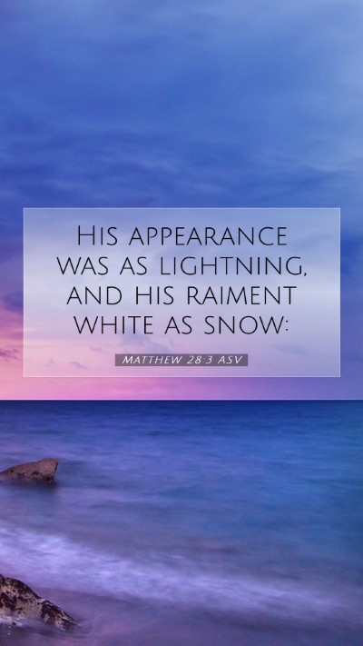 Picture 07 - Matthew 28:3 ASV Mobile Phone Wallpaper - His appearance was as lightning, and his raiment - Mobile Bible Verse Wallpaper
