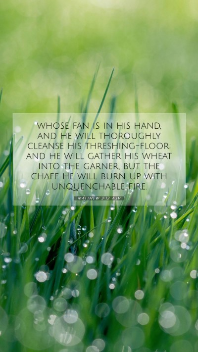 Picture 07 - Matthew 3:12 ASV Mobile Phone Wallpaper - whose fan is in his hand, and he will thoroughly - Mobile Bible Verse Wallpaper