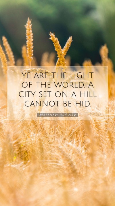 Picture 07 - Matthew 5:14 ASV Mobile Phone Wallpaper - Ye are the light of the world. A city set on a - Mobile Bible Verse Wallpaper