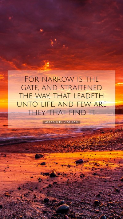 Picture 07 - Matthew 7:14 ASV Mobile Phone Wallpaper - For narrow is the gate, and straitened the way, - Mobile Bible Verse Wallpaper