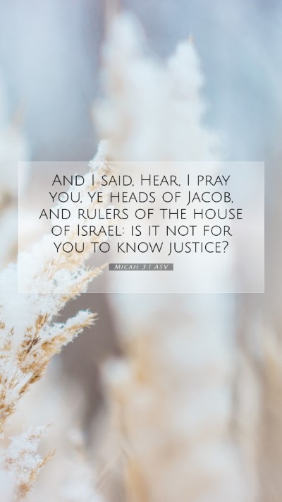 Picture 07 - Micah 3:1 ASV Mobile Phone Wallpaper - And I said, Hear, I pray you, ye heads of Jacob, - Mobile Bible Verse Wallpaper