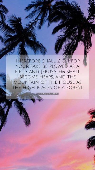 Picture 07 - Micah 3:12 ASV Mobile Phone Wallpaper - Therefore shall Zion for your sake be plowed as a - Mobile Bible Verse Wallpaper