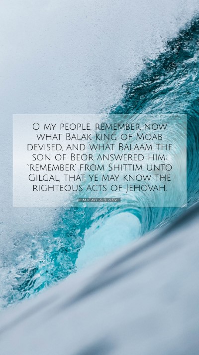 Picture 07 - Micah 6:5 ASV Mobile Phone Wallpaper - O my people, remember now what Balak king of Moab - Mobile Bible Verse Wallpaper