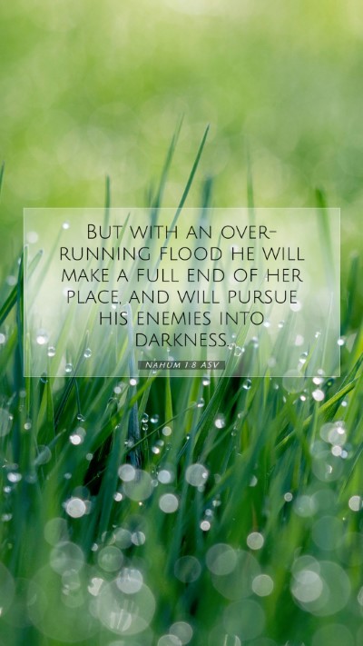 Picture 07 - Nahum 1:8 ASV Mobile Phone Wallpaper - But with an over-running flood he will make a - Mobile Bible Verse Wallpaper