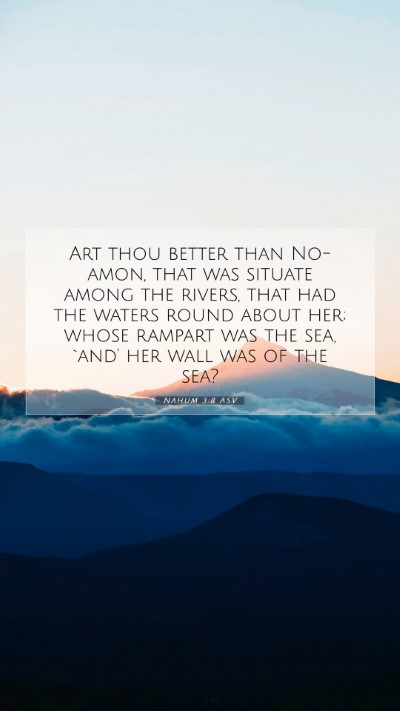 Picture 07 - Nahum 3:8 ASV Mobile Phone Wallpaper - Art thou better than No-amon, that was situate - Mobile Bible Verse Wallpaper